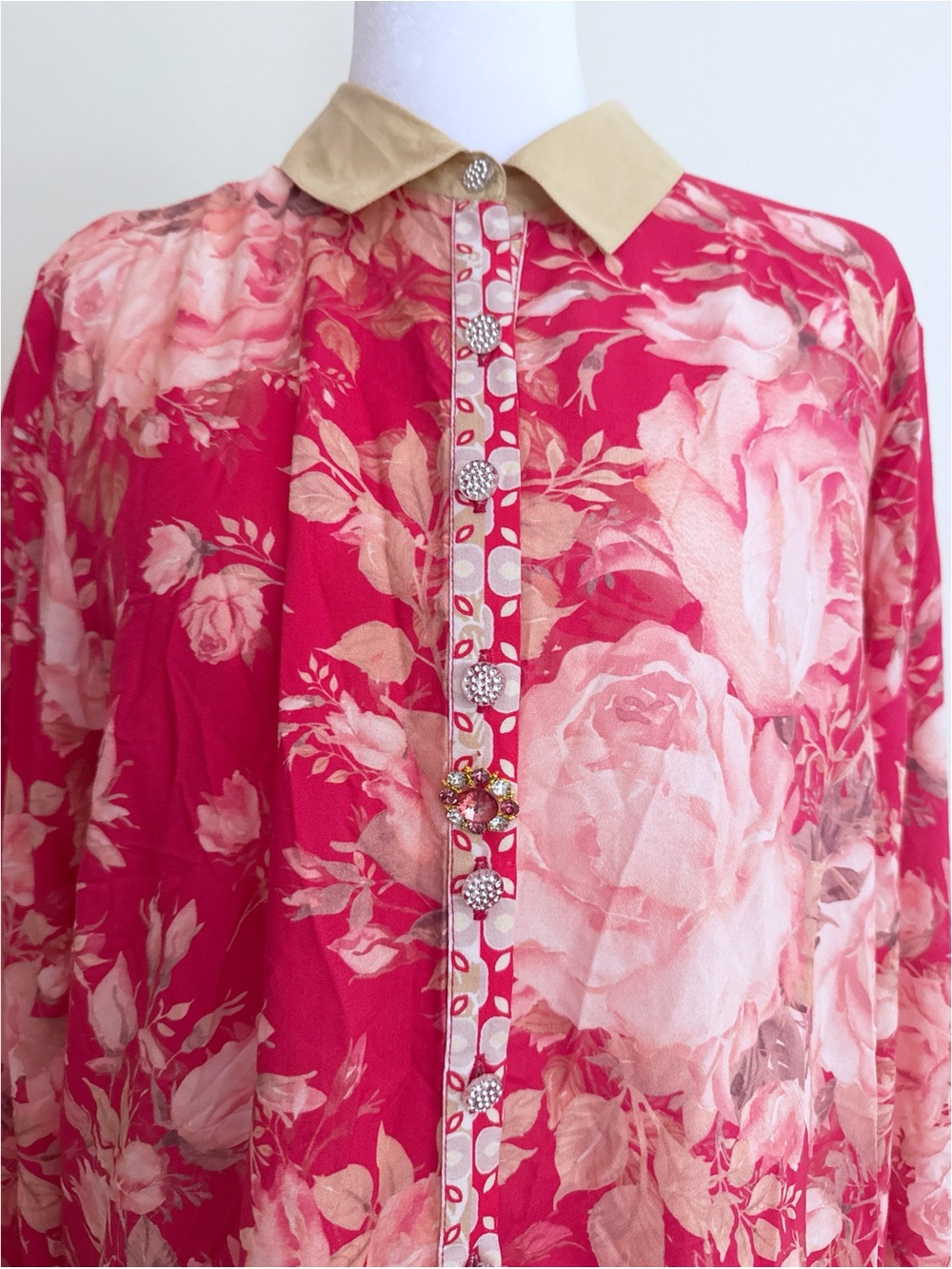 NWOT Aratta Silent Journey Fairy Rose Floral  Mesh Lace Jewes Buttondown Blouse - Picture 6 of 10